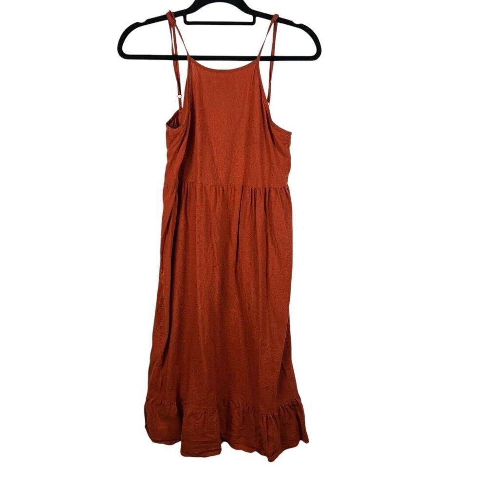Urban‎ Renewal Sz Small Orange 100% Linen Sleeveless Babydoll Dress Boho Flowy